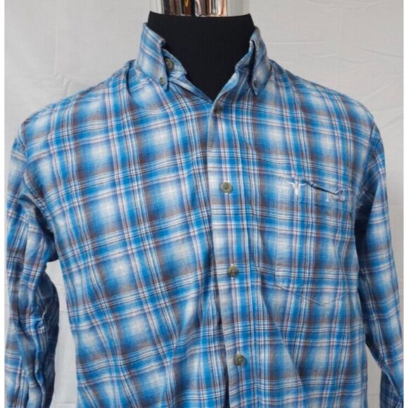 Wrangler 20X Mens Medium Blue Plaid Competition Advanced Comfort Western Shirt - Picture 2 of 12